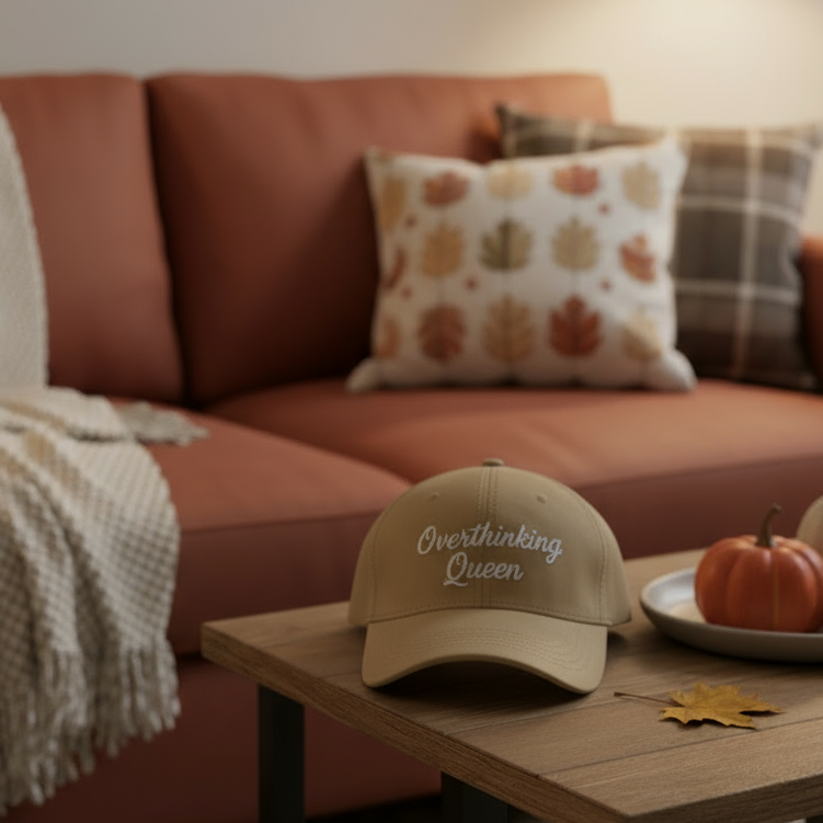 Overthinking Queen Embroidered Hat - Funny Relatable Baseball Cap | Aesthetic tiktok trend hat
