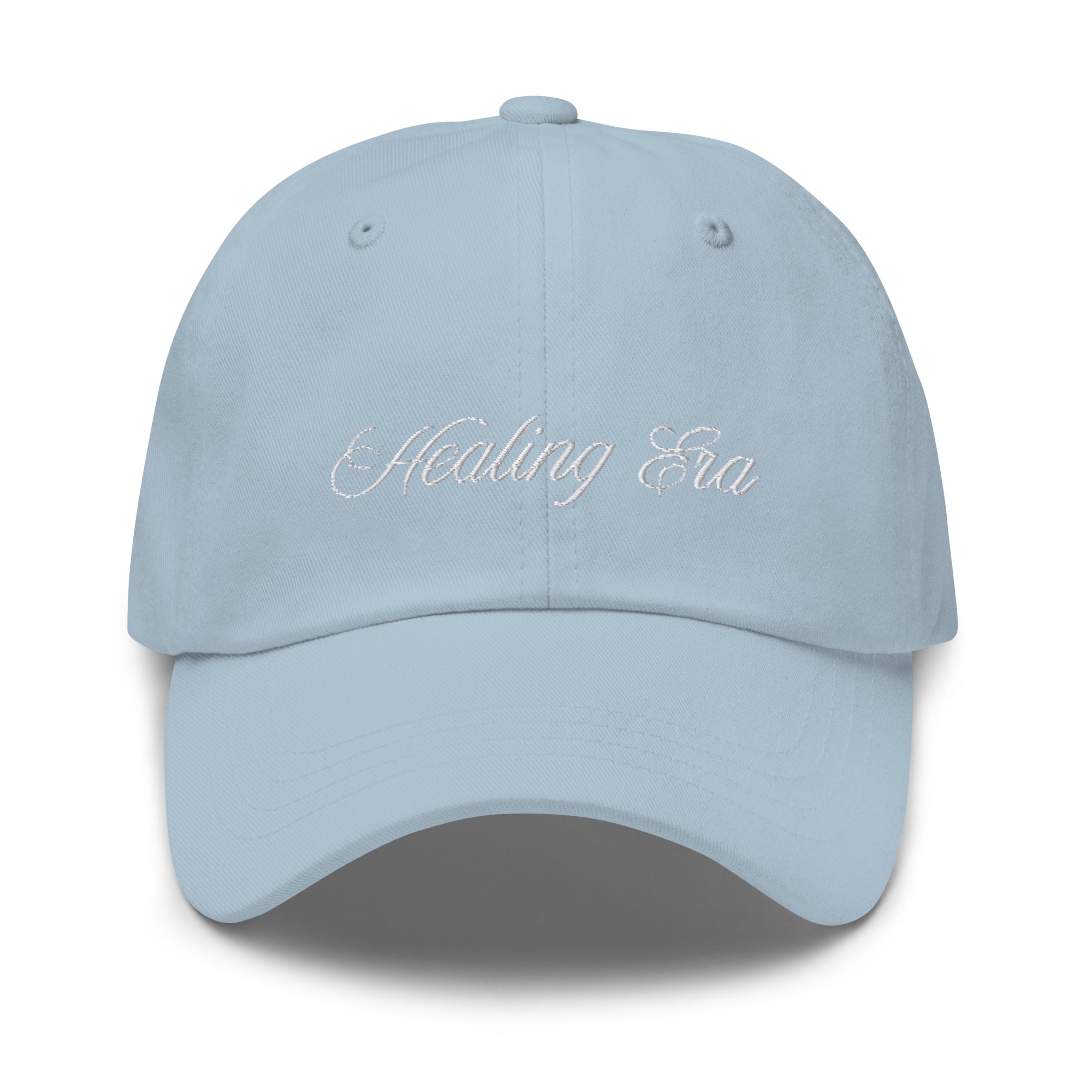 Healing Era embroidered cotton hat – beige minimalist self care cap